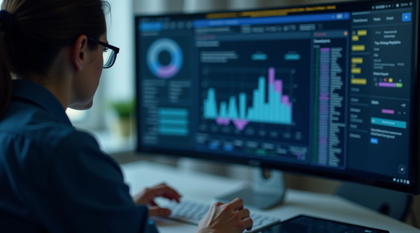 Machine learning model monitoring dashboard with performance metrics and real-time data visualization